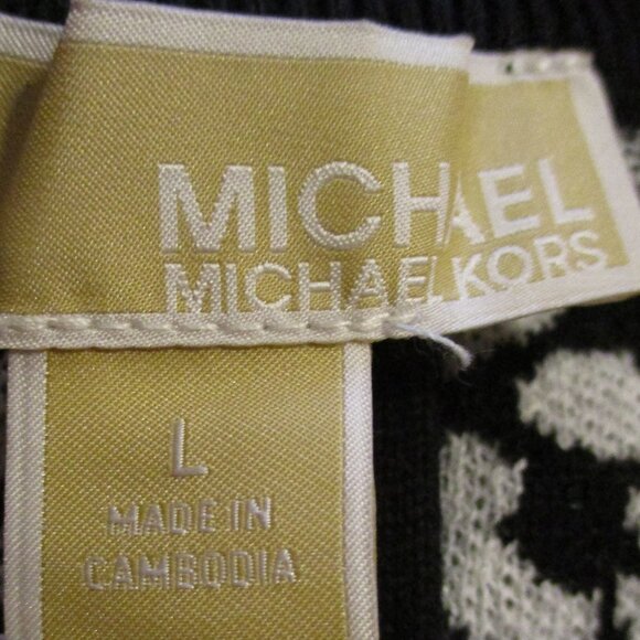 MICHAEL Michael Kors NEW Woman Large Black White Graphic Cardigan Sweater - Picture 10 of 11